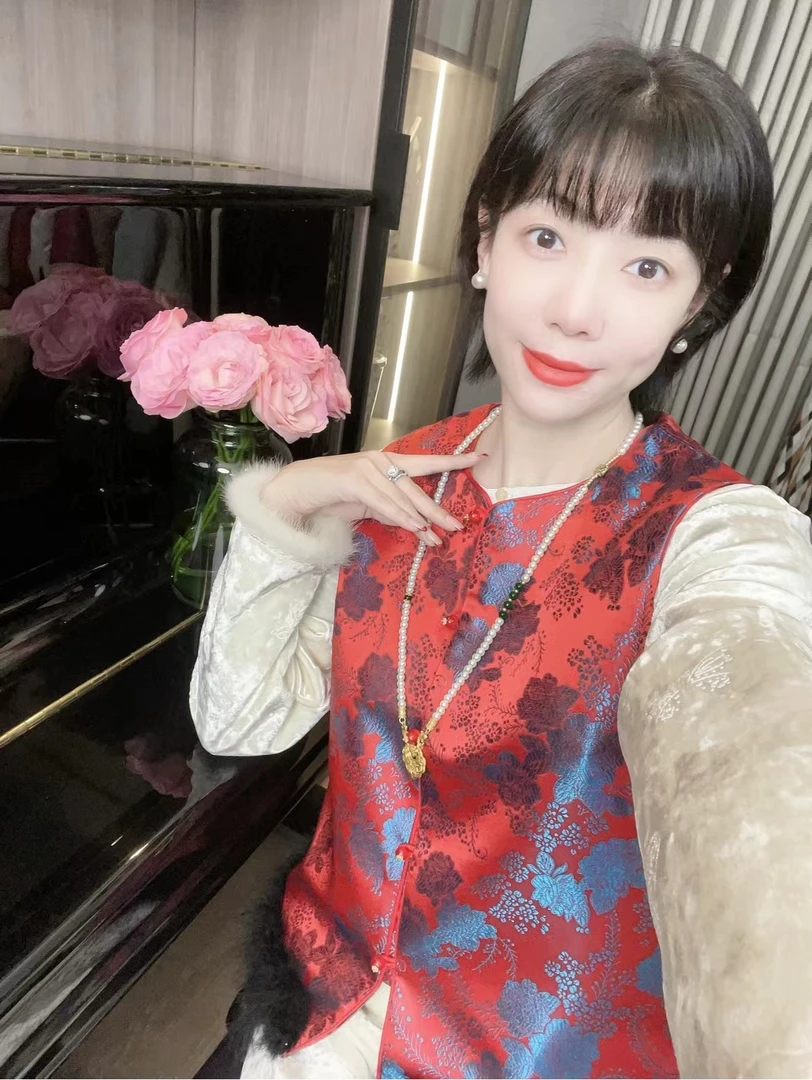 【锦悦春款】新中式国风鸵鸟毛织锦大提花时尚气质马甲