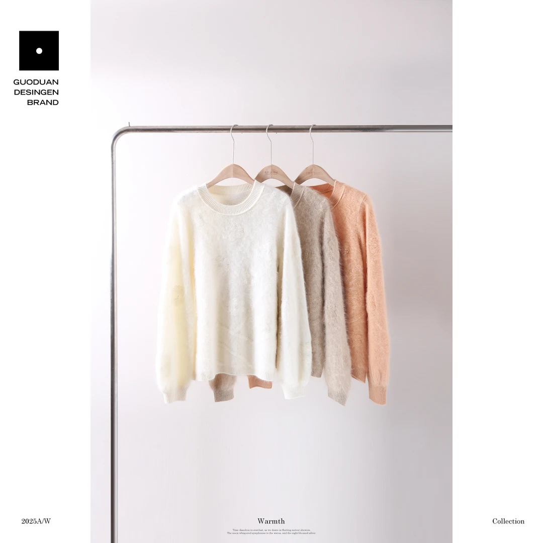 果缎 山羊绒拉绒钉珠羊绒衫秋冬保暖时尚毛针织衫 MJS12-J83221