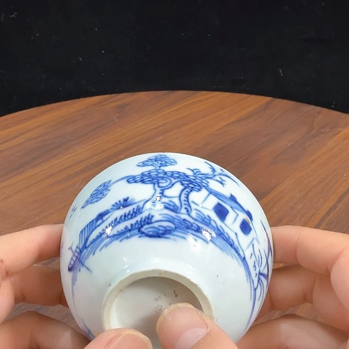 布不****猫青花山水杯