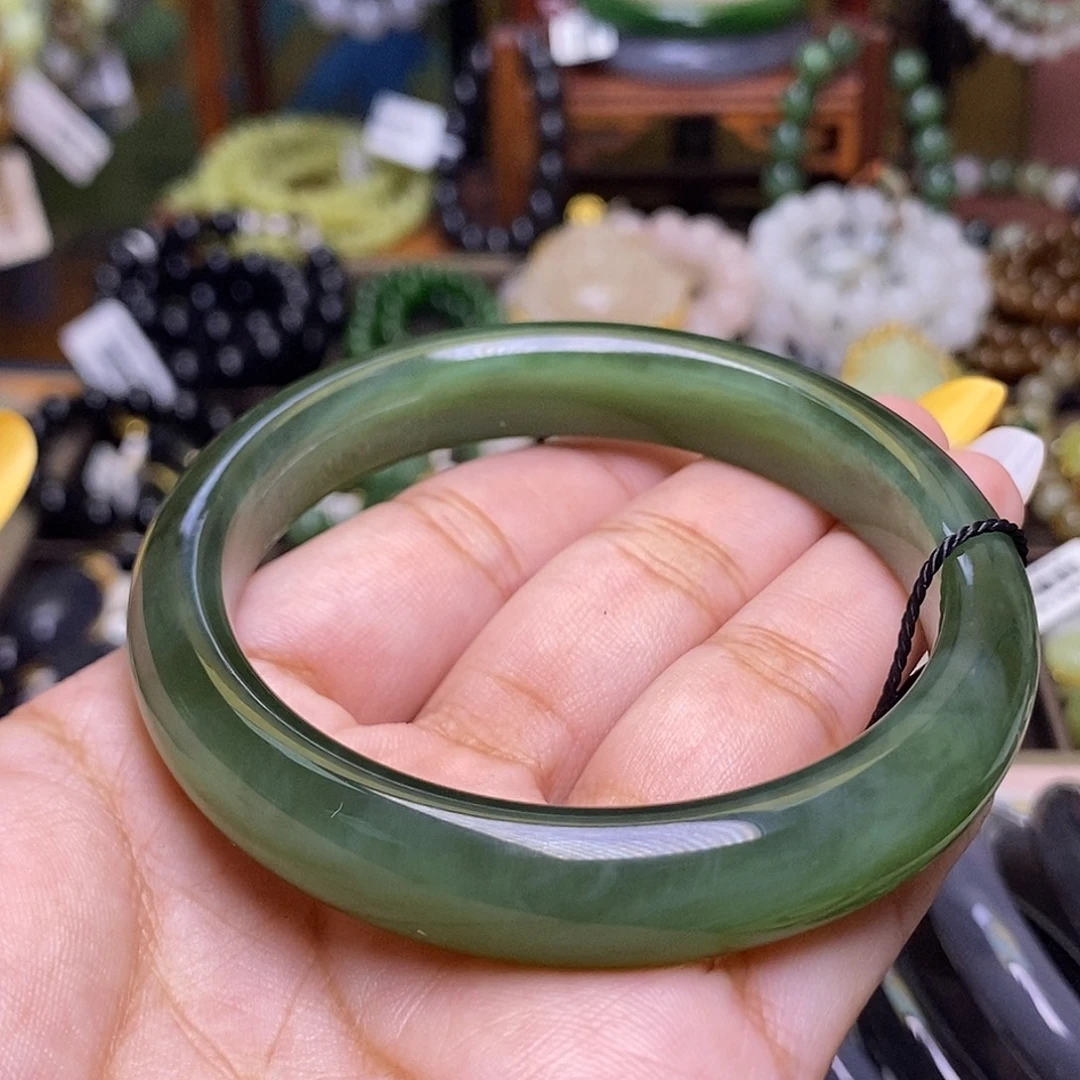 和田玉未镶嵌颈饰碧玉猫眼老矿料收藏手镯60圈