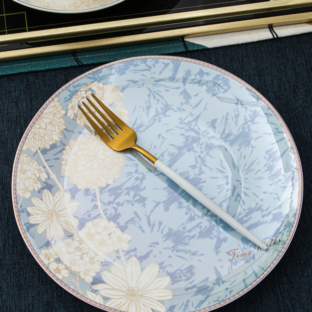 时光漫步10英寸大圆盘 凉菜盘 景德镇骨瓷餐具
