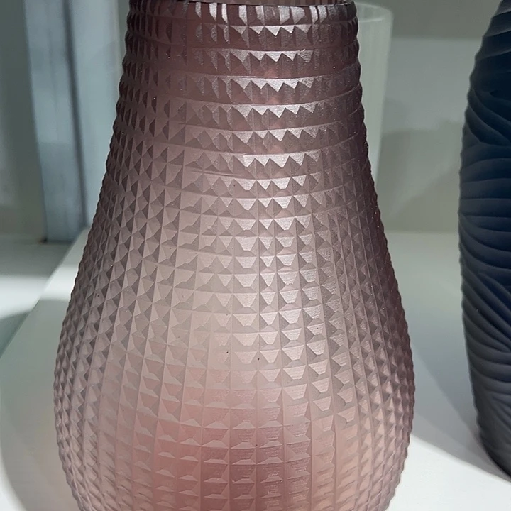 紫色磨刻花瓶花器高27口8