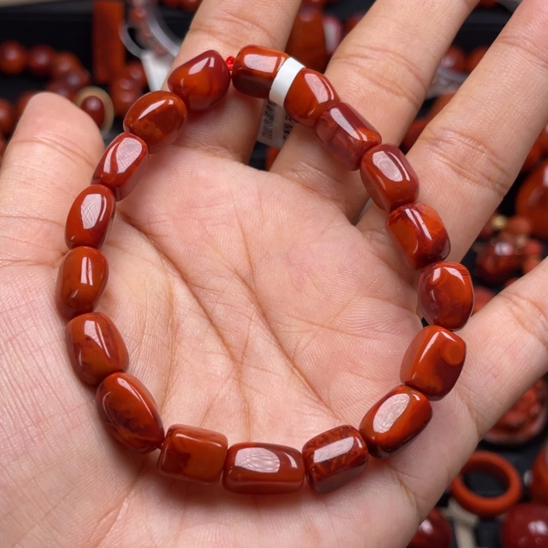 南红玛瑙未镶嵌珠宝奇石单圈9mm