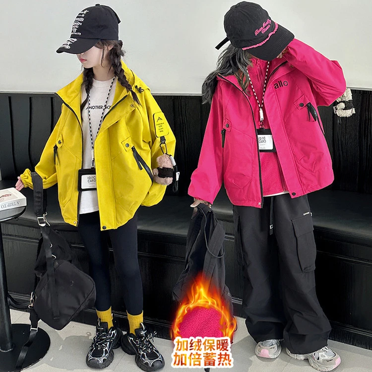 普通外套韩版冬季纯色女童中大童
