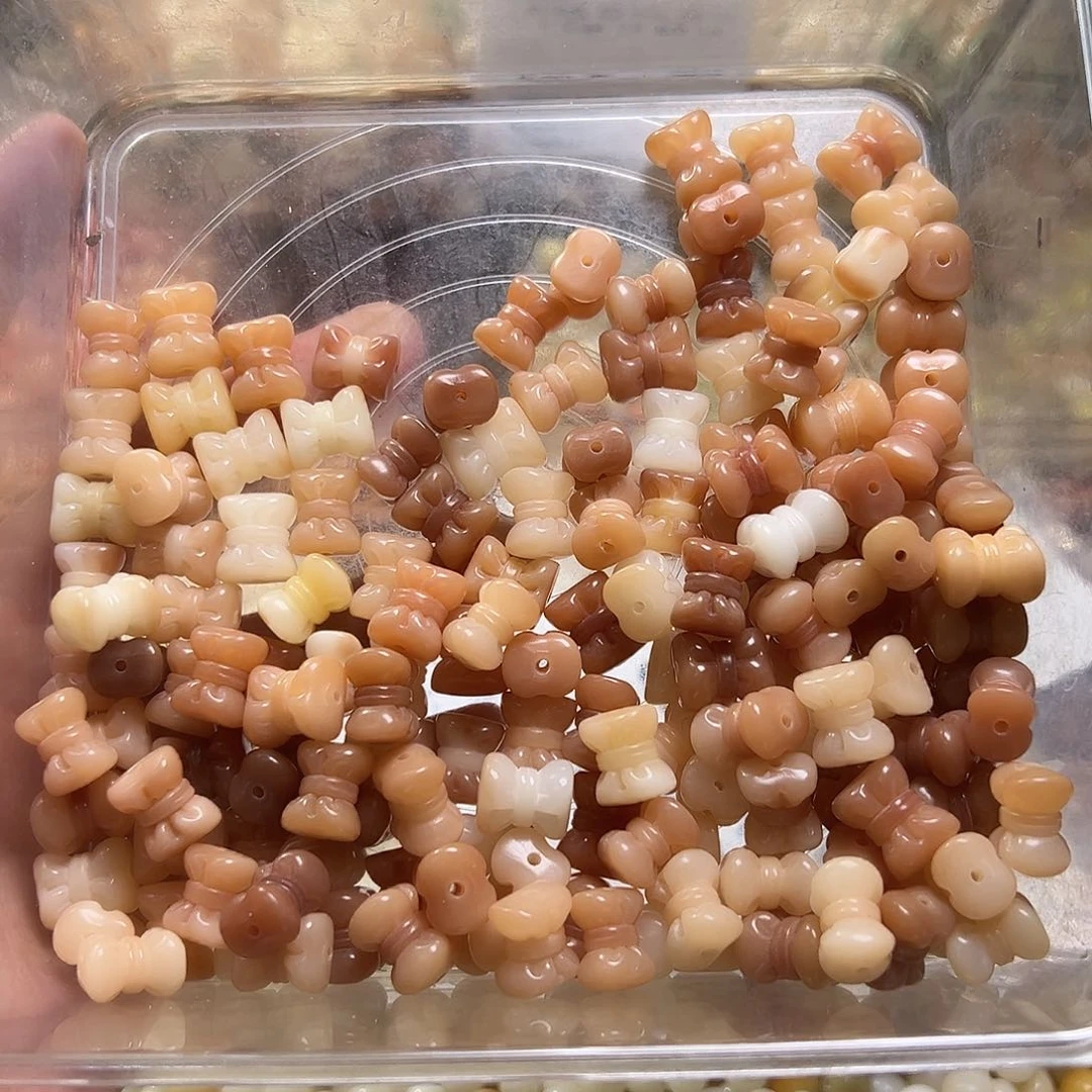 白玉菩提吊坠卡13粉色蝴蝶结22颗