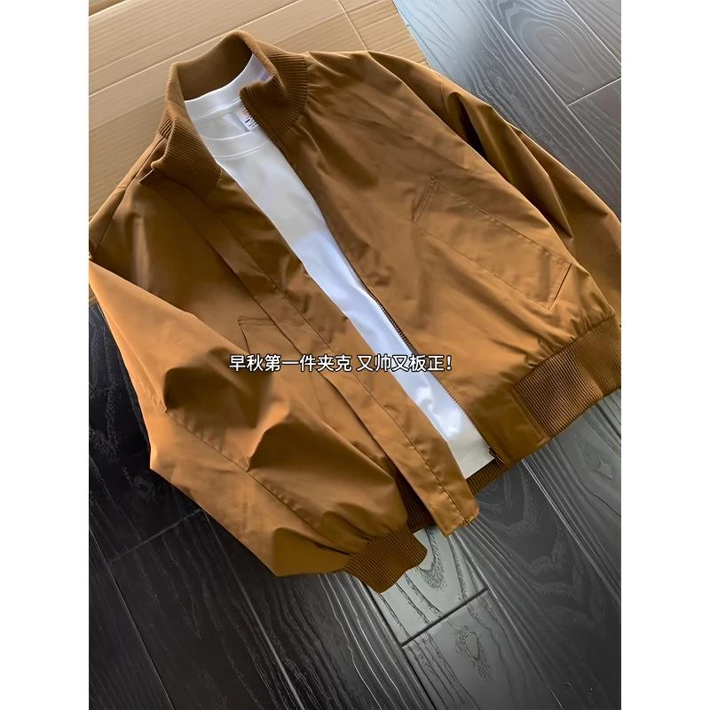 美式飞行夹克男潮牌cleanfit雪尼尔痞痞帅户外挺括连帽