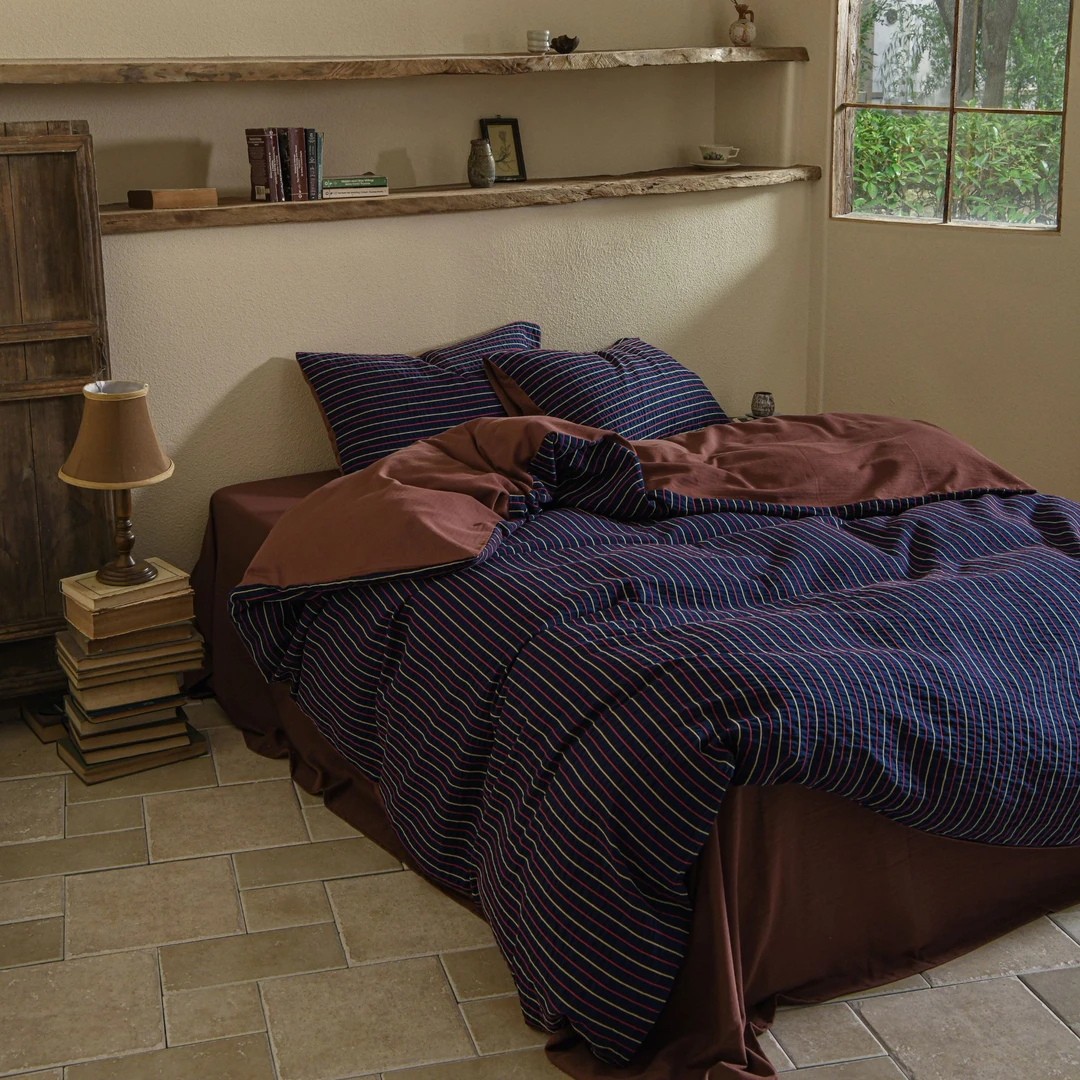 【JAN-布达佩斯标准三件套】全棉色织提花复古风条纹轻奢