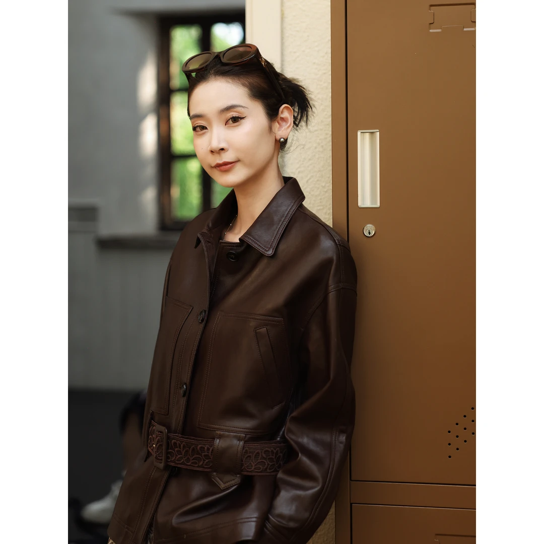 【CHENSMCHEN×JCSO】进口蜡感绵羊短款皮外套CdSA8009YW