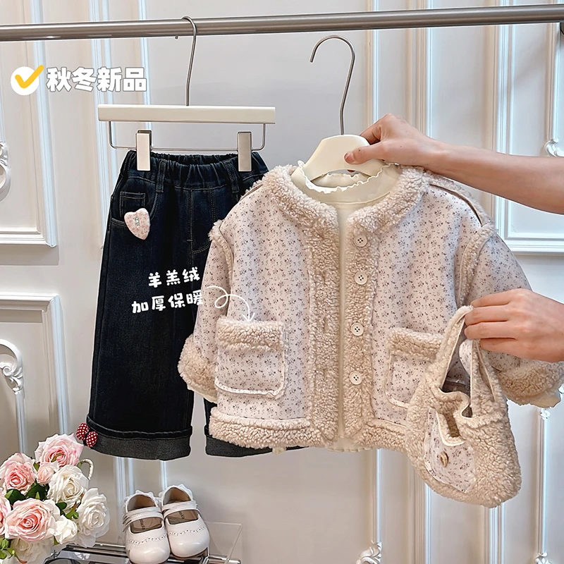 女童秋冬季加绒加厚外套宝宝可爱衣服韩版时尚外出服上衣儿童童装