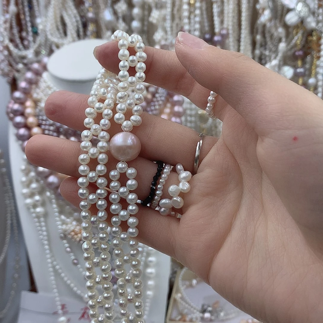 糖***球淡水珍珠银S925镶嵌耳饰