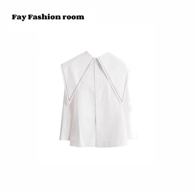 FAY | 日系海军领 奶油风中世纪建筑设计大翻领衬衫