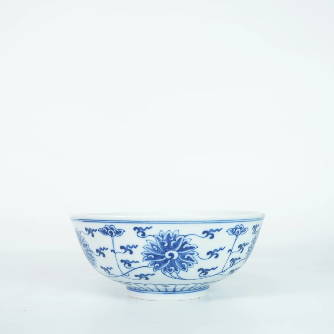 LABCCL251222008【十竹斋】清光绪缠枝莲青花赏碗