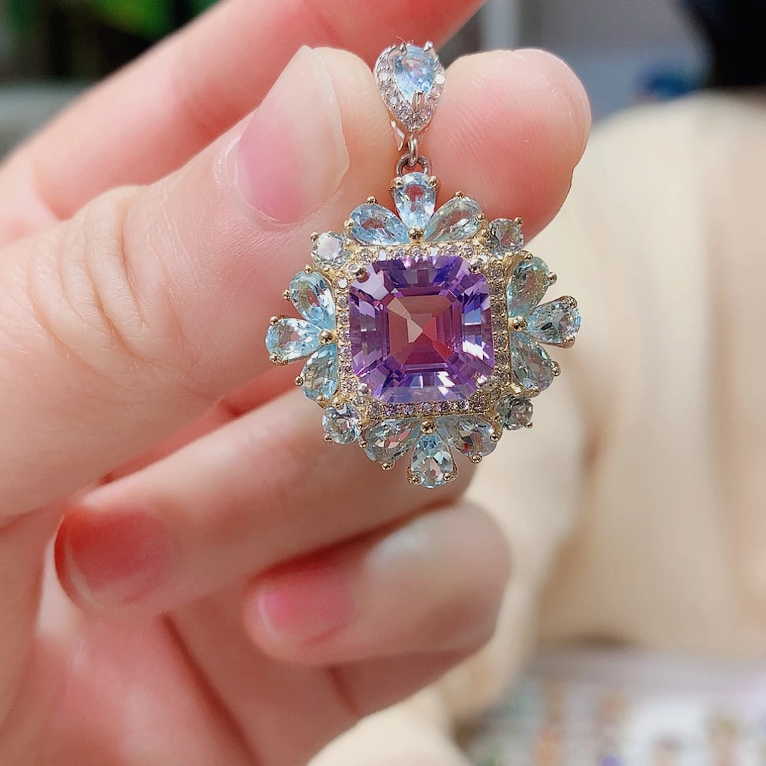 颈饰银S925镶嵌紫晶
