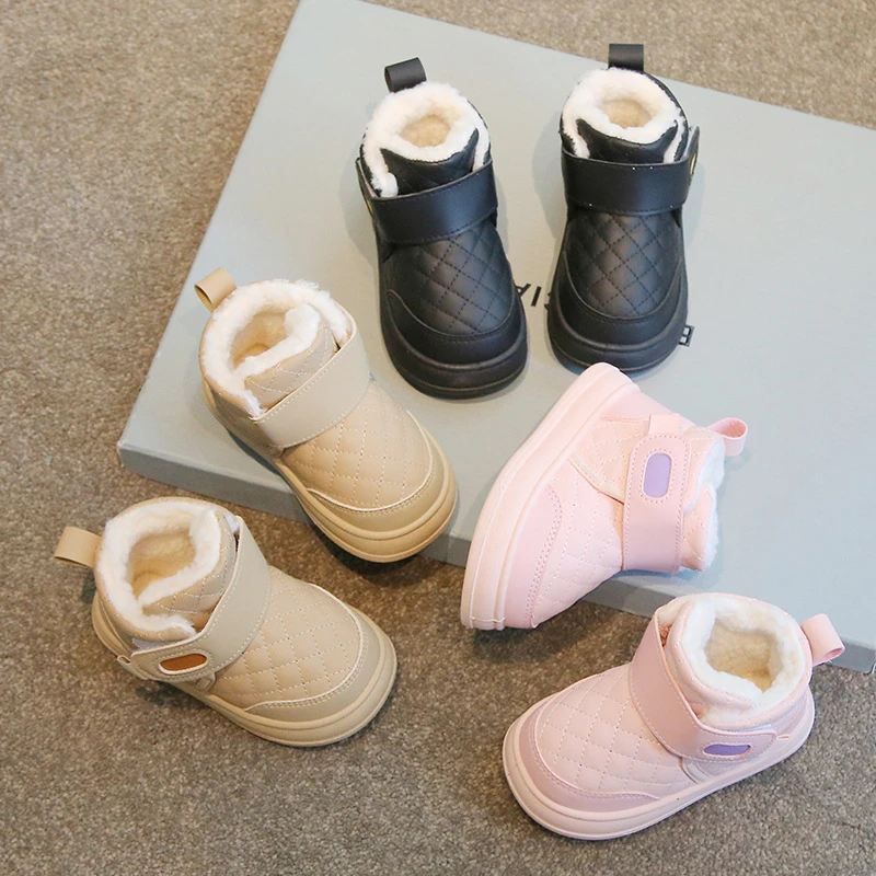 童鞋冬季靴子2025新款儿童雪地靴男女童宝宝鞋低筒短靴加厚防泼水