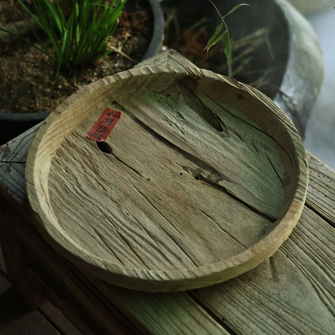 【柿间浅憩】全手工*木制**置物盘*壶承盘*茶周边（直径:34左右）