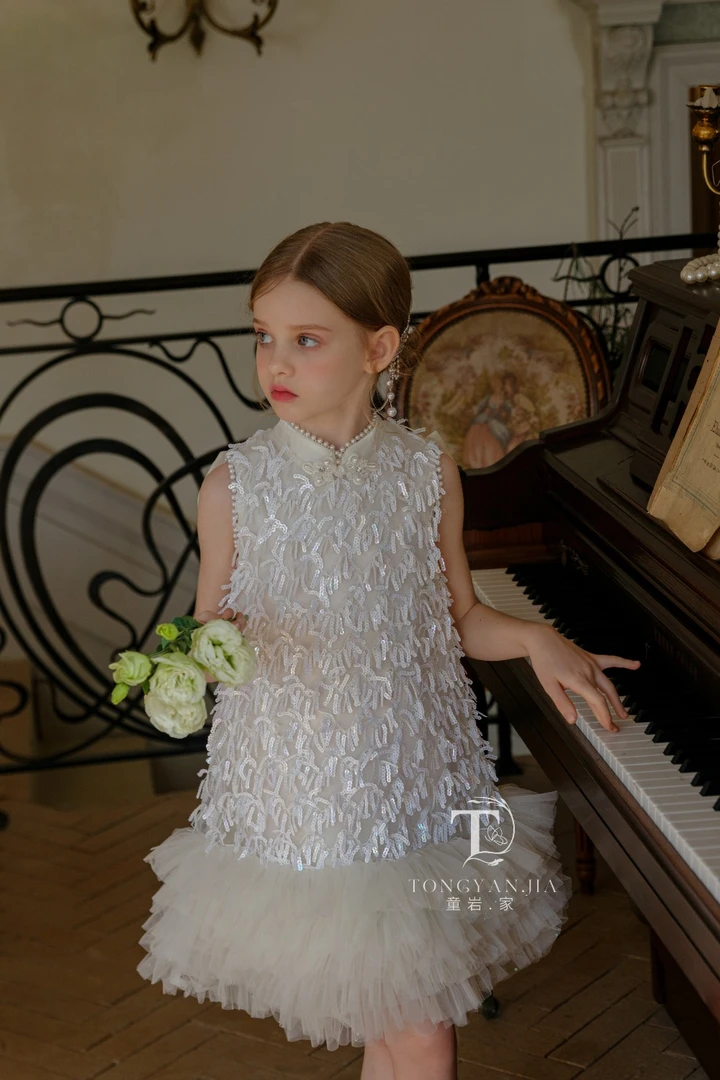 【现货】甜汐童装2025夏季新款连衣裙蛋糕纱裙 252-TX-25020白色