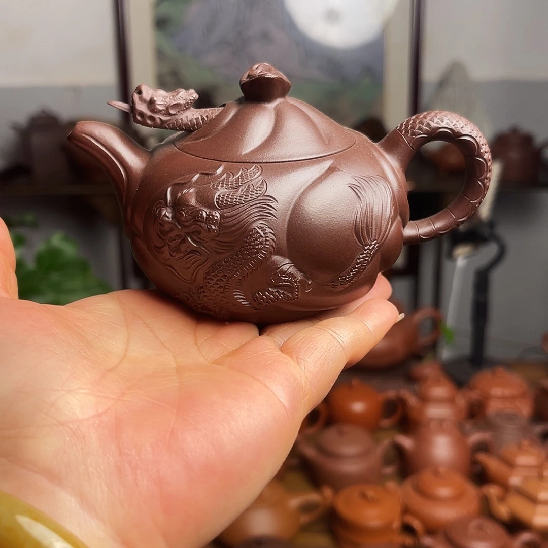 用***9紫砂壶原矿老紫泥鱼化龙新粉福利价