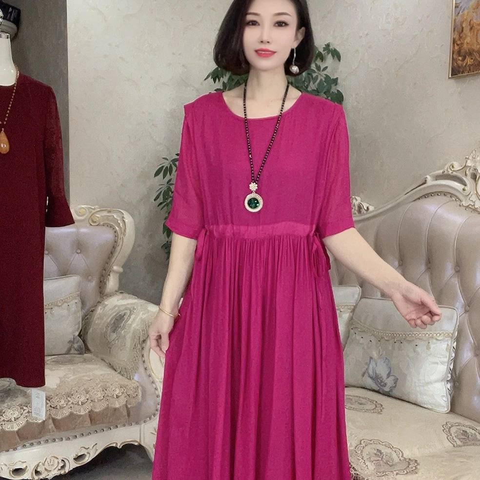 39夏季纯色净版显瘦遮肉大码连衣裙