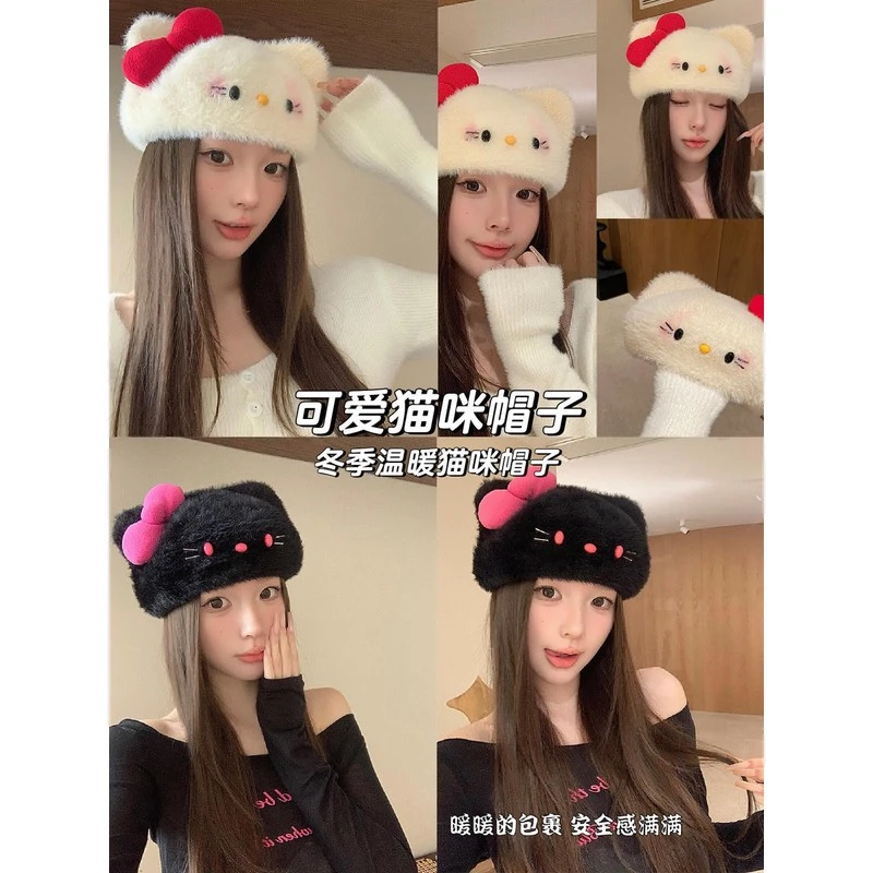 HelloKitty帽子女秋春秋显脸小适合方圆脸贝雷帽软妹春季可爱穿搭