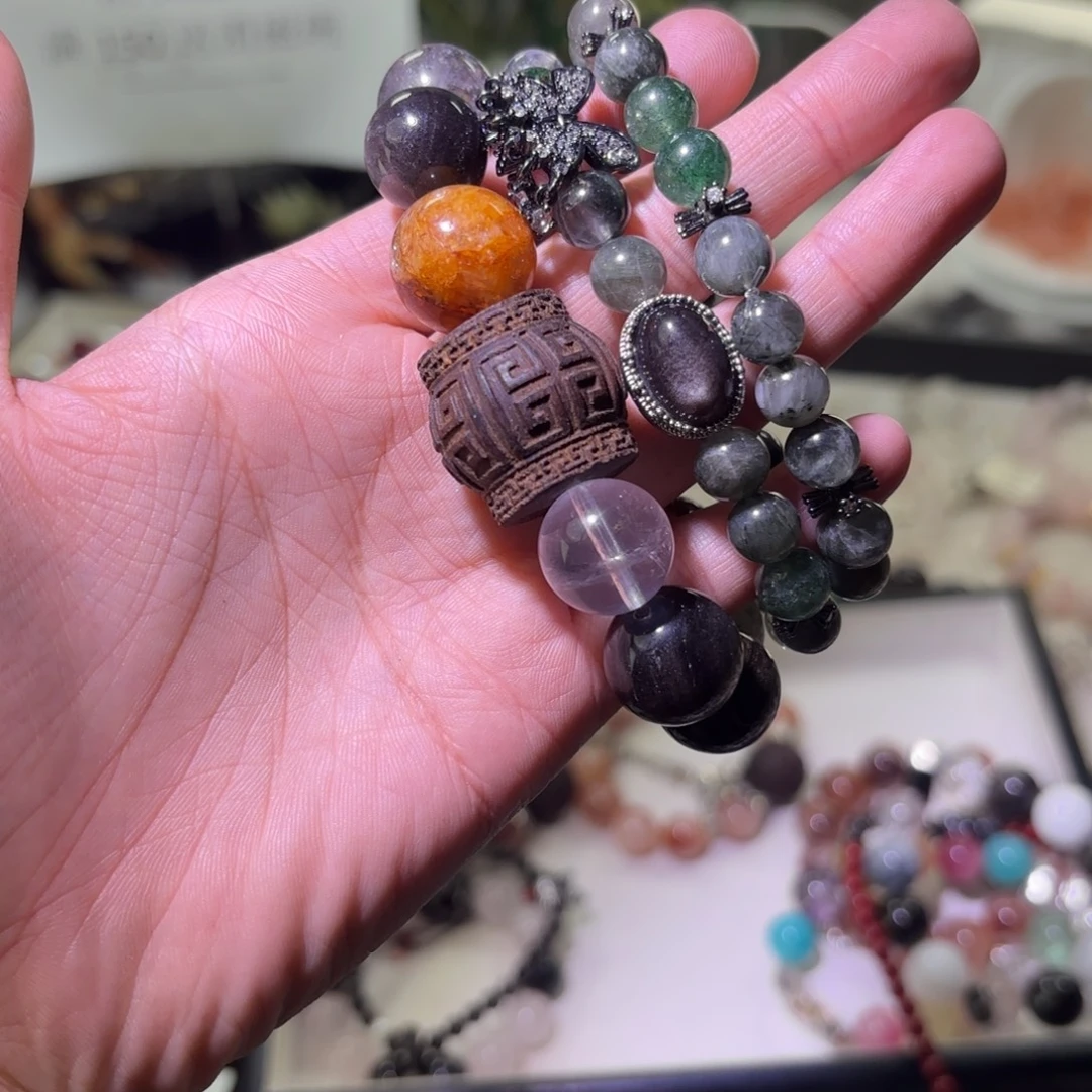 银S925镶嵌烟晶手链