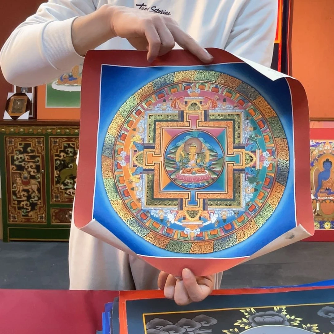 装裱画20×20纯手绘十轮坛城