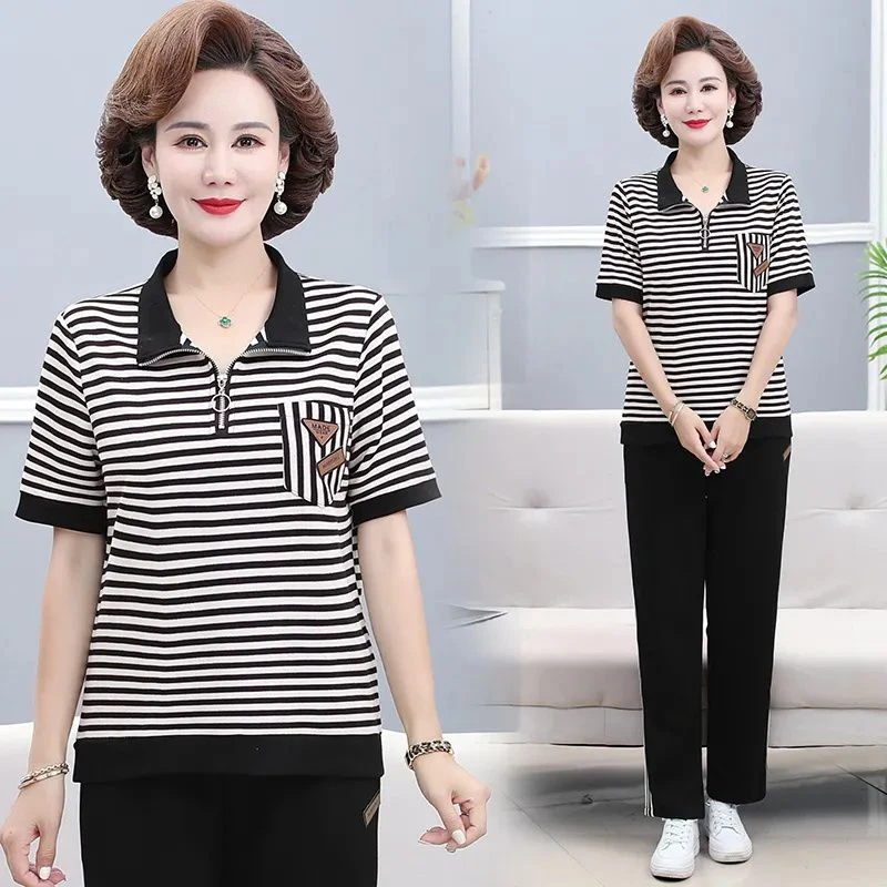 200斤微胖mm休闲套装女士大码宽松显瘦洋气质妈妈装运动服两件套