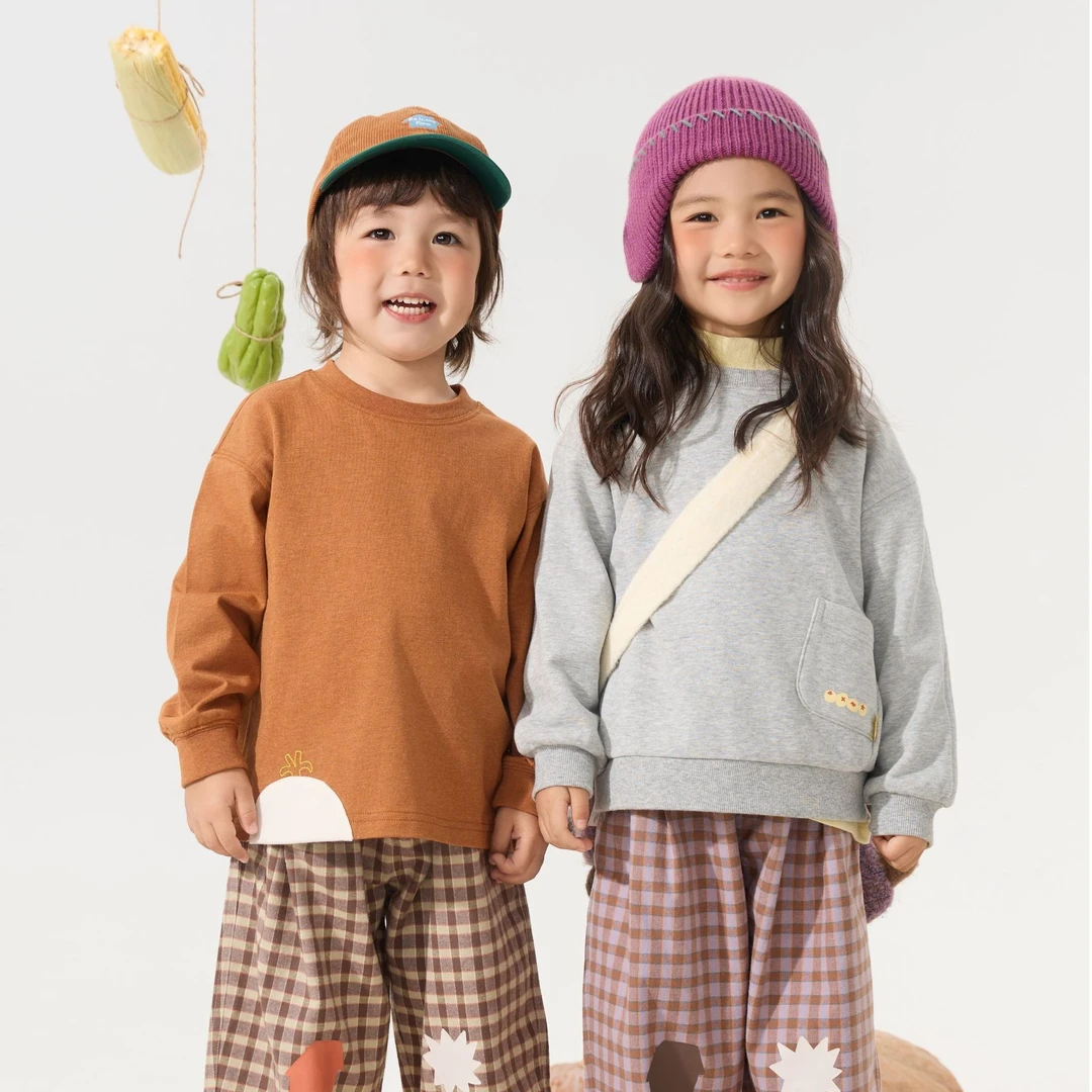 papa爬爬秋季儿童长袖T恤男女童纯棉透气百搭打底衫上衣