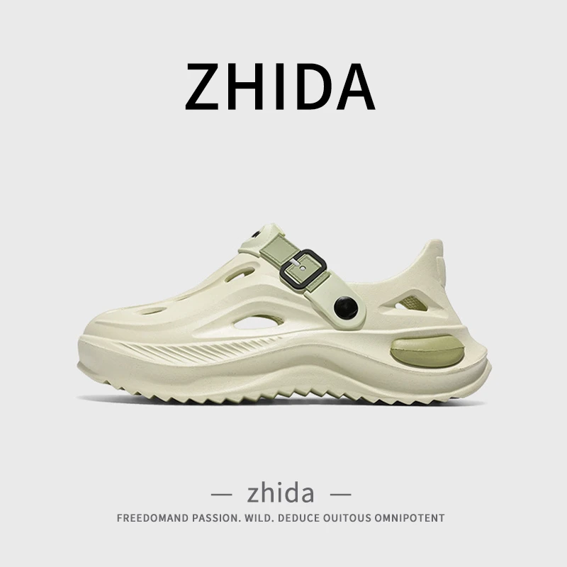 涉水钓鱼厚底洞洞鞋男款夏季2025新款户外穿沙滩防滑防臭凉鞋男士