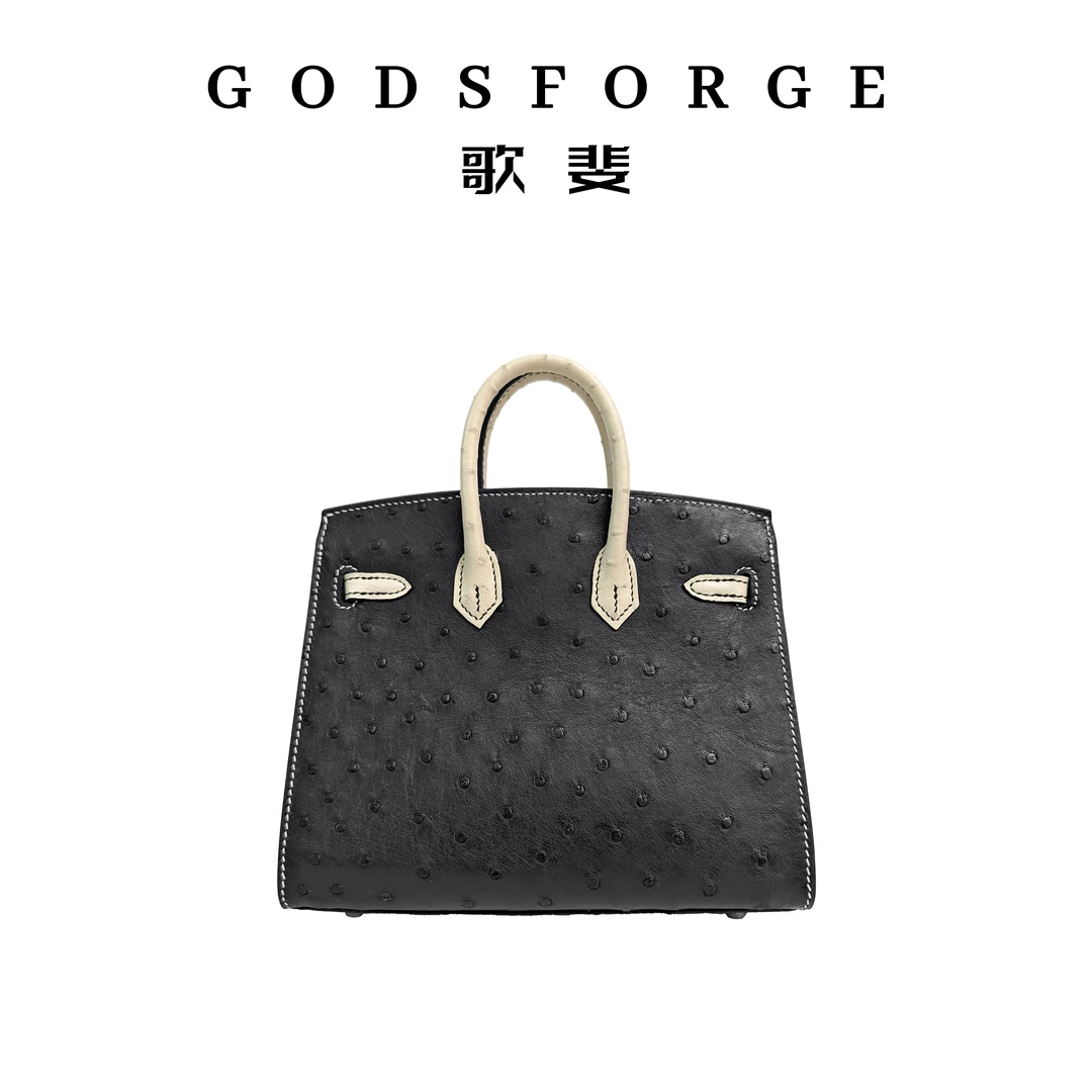GODSFORGE-BK-20（外缝）全蜡线手缝原厂鸵鸟皮2025高端新款定制包