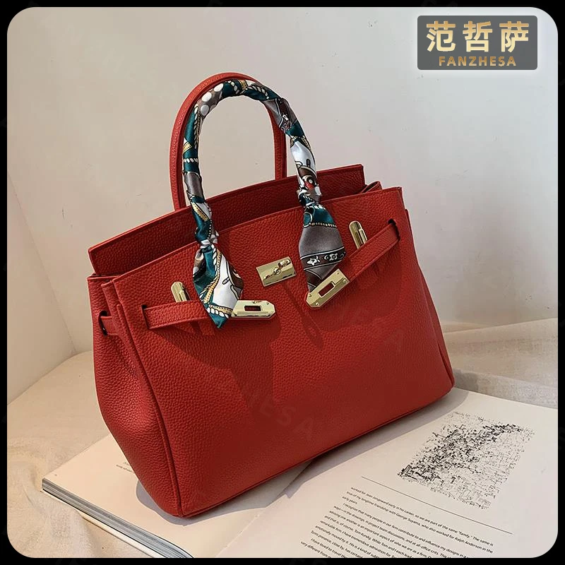 范哲萨红色包包女手提新娘包结婚2025新款潮大容量气质时尚铂金包