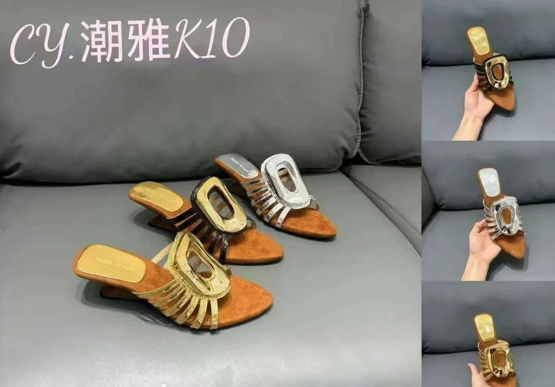 一字式扣带纯色露趾凉靴罗马凉鞋包头方头东方洛可可K10