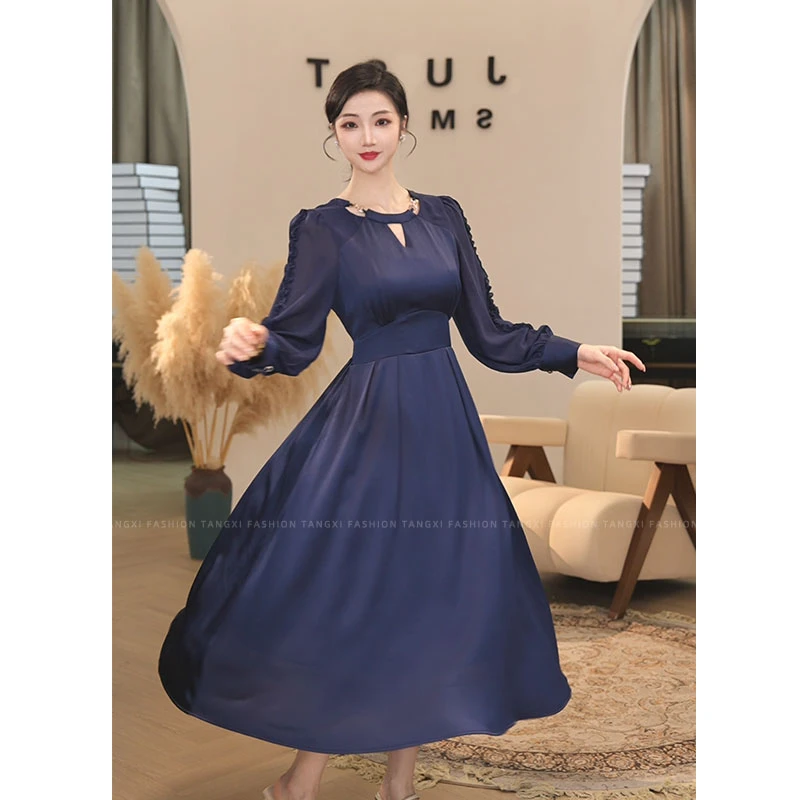 2025夏季新款【X-Q231】轻奢气质高级感拼接蓝色连衣裙子女