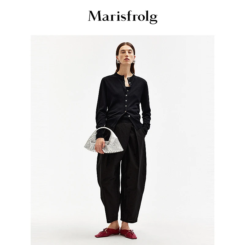 Marisfrolg玛丝菲尔24年夏季黑色百搭时尚洋气针织衫A1EG2849M
