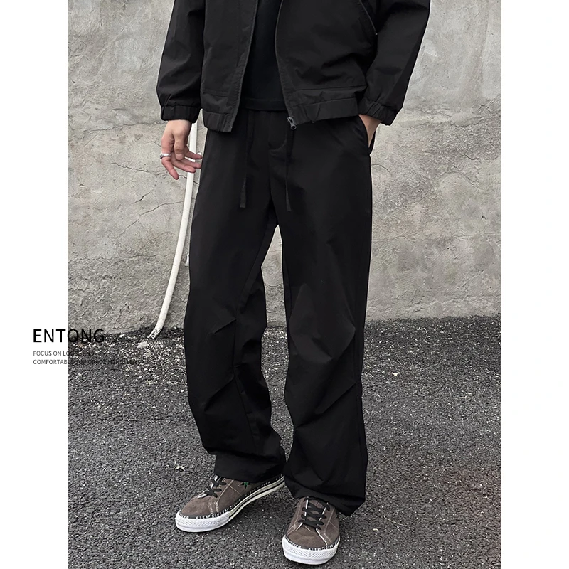 Entong美式潮牌抽绳速干户外工装裤子vibe宽松阔腿直筒休闲裤男生