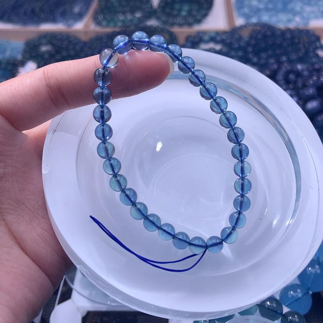 未镶嵌手串海蓝宝石5.8mm魔鬼蓝660元（叠拍10件）