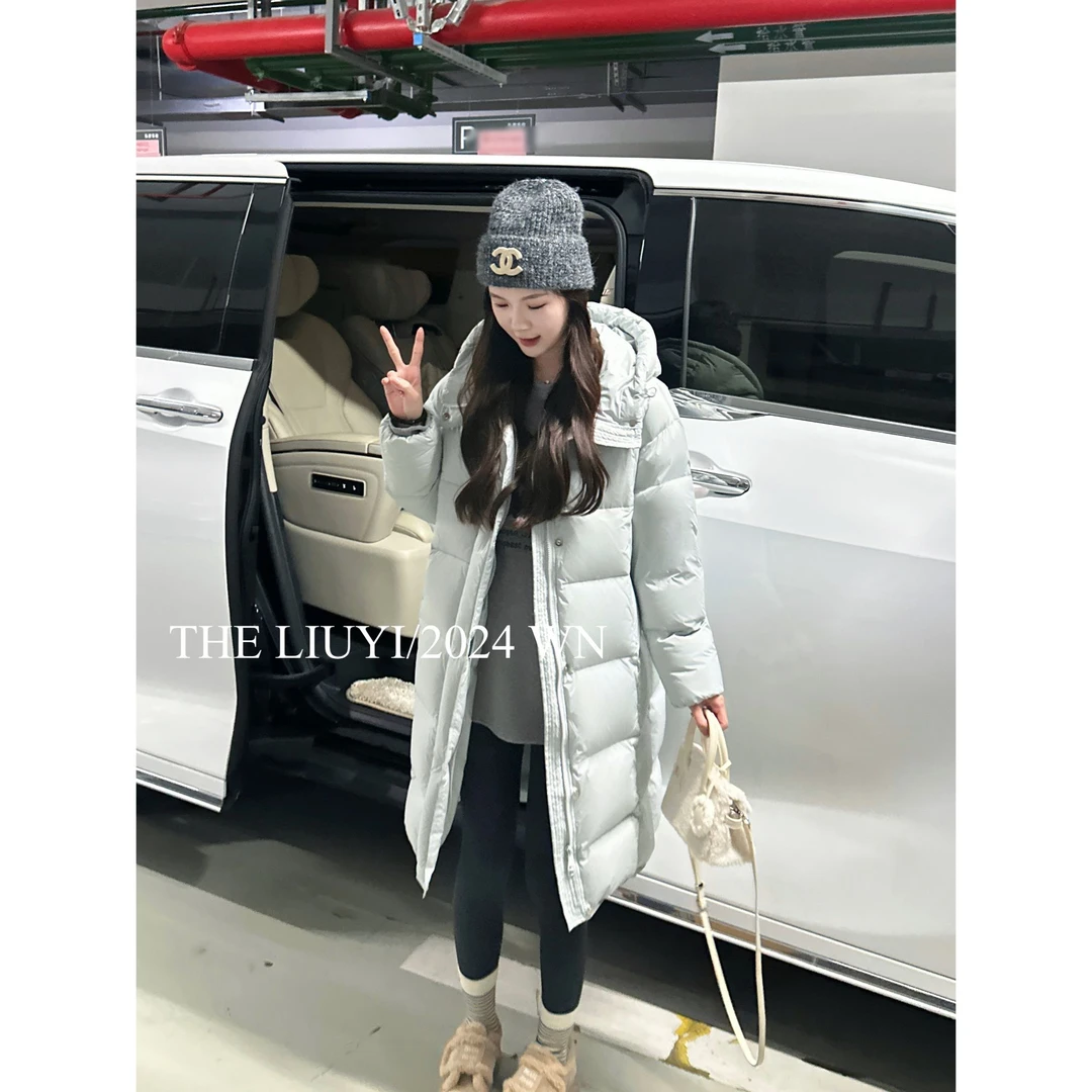 【LIUYI】大鹅被~90白鹅绒连帽长款羽绒服外套412073