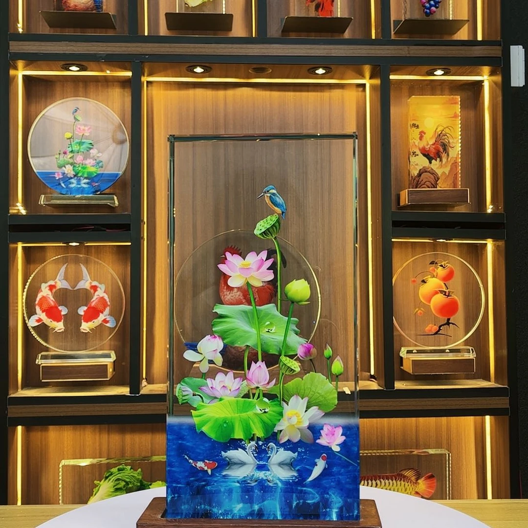 【闪购商品】人造水晶荷花30/15/4带底座