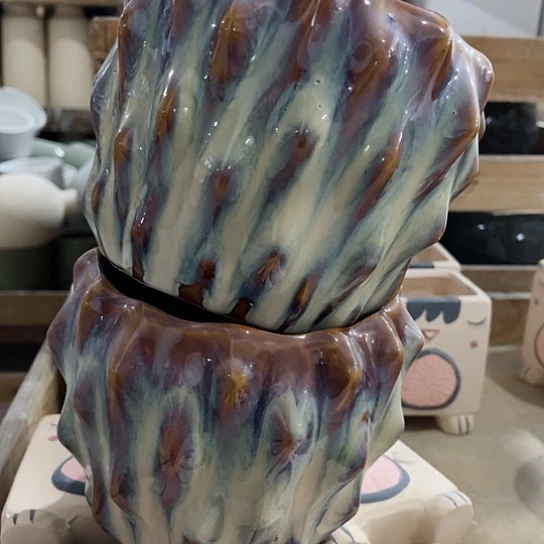 多肉绿植陶瓷花盆9.9包邮，有孔，微瑕