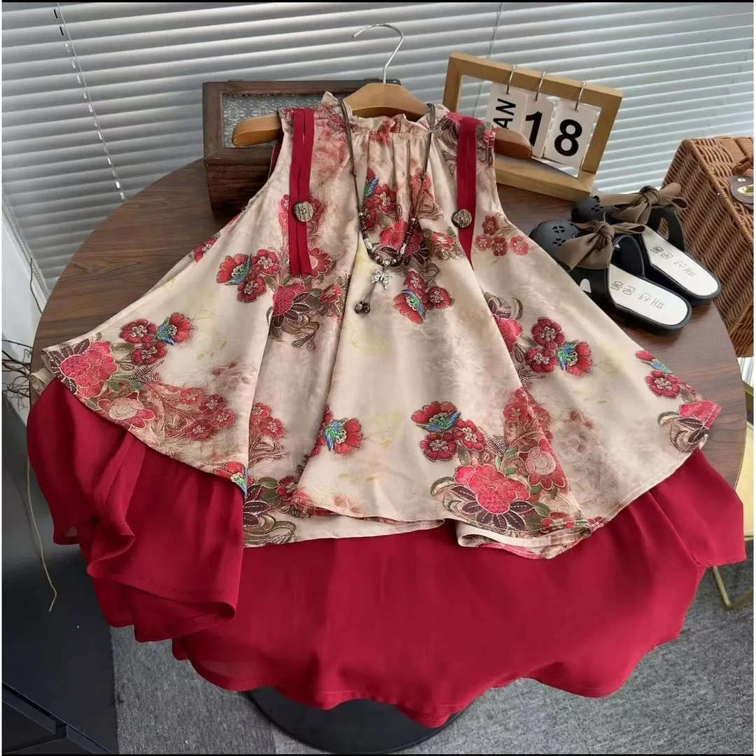 《挚爱花朵》女童夏季森系连衣裙儿童韩版碎花背心裙