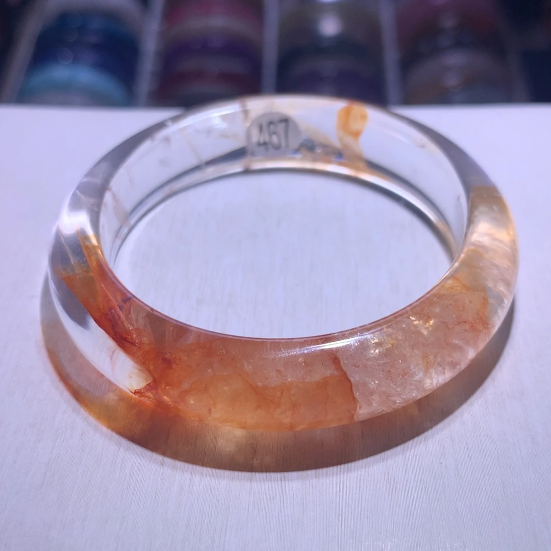 手镯银S925镶嵌水晶A货红胶花54.5圈467