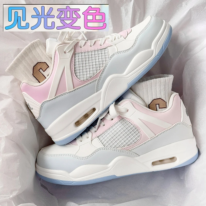 百搭ins潮流见光变色运动鞋男鞋2025新款超轻运动情侣增高小白鞋