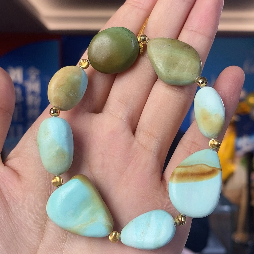 绿松石18K金镶嵌珠宝奇石