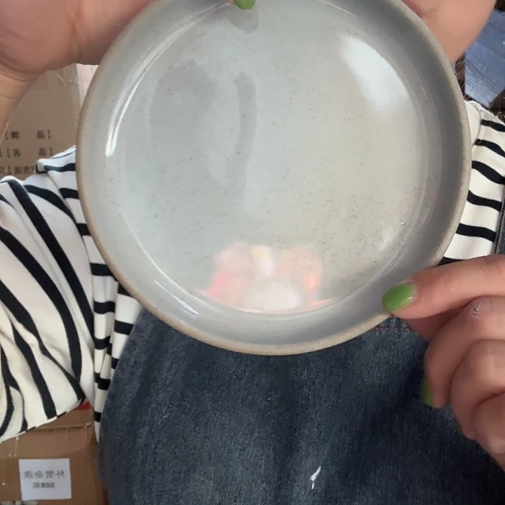 外贸尾单高温陶瓷微瑕青瓷6寸盘