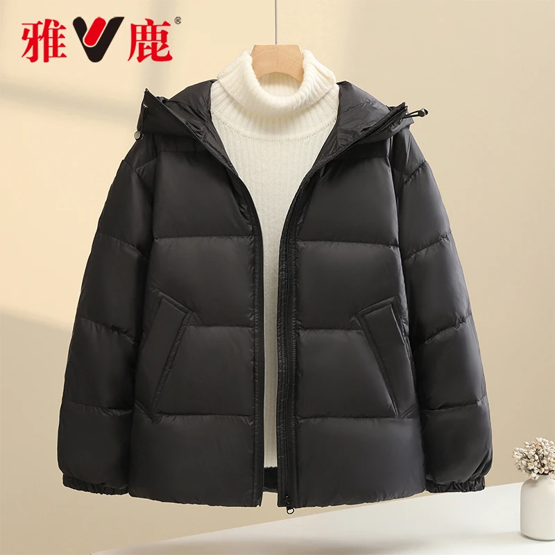 雅鹿羽绒服连帽轻薄短款修身外套时尚休闲百搭韩版YMY01X02660