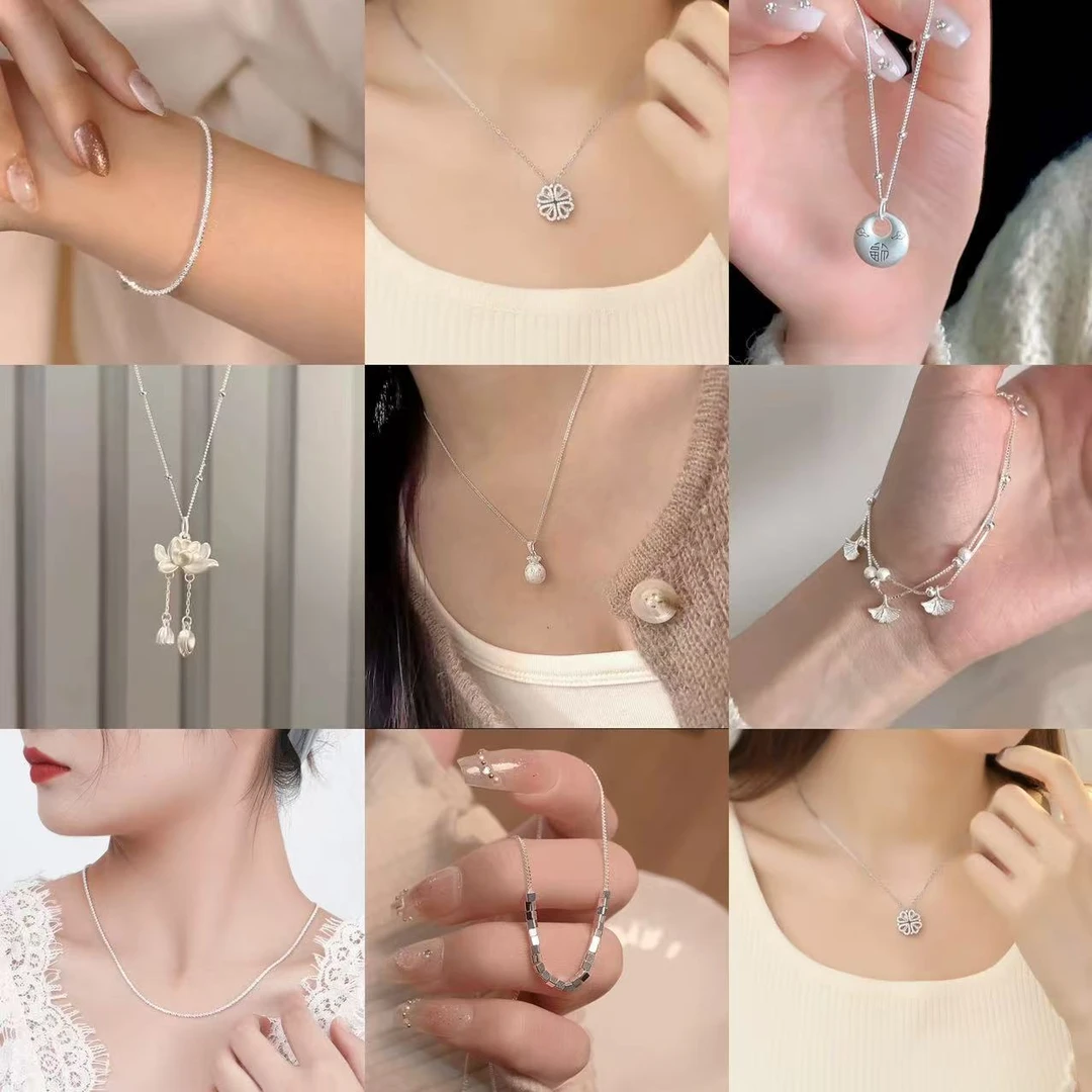 坠链均足银 通用日韩轻奢锁骨链女失序混搭风朋克风时尚百搭