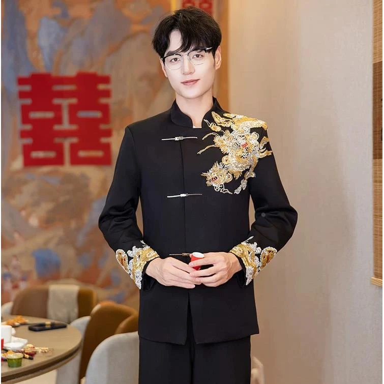 新中式新郎结婚礼服2025新款男士中山装西装修身敬酒服男款秀禾服