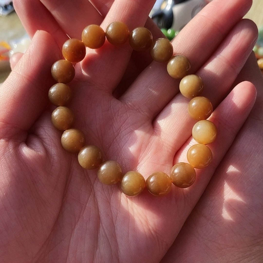 和田玉（糖玉）手链未镶嵌婵*～10mm且末糖
