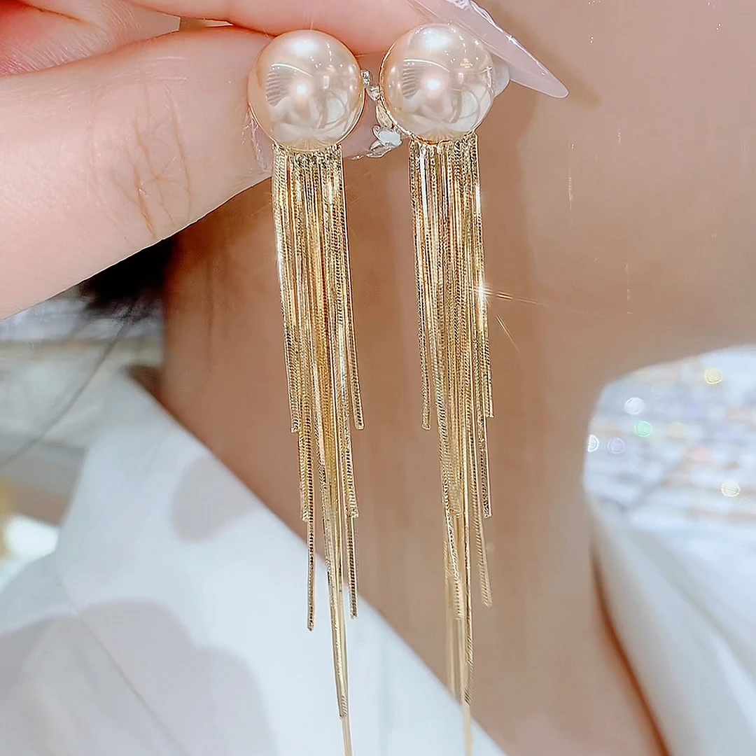 铜合金耳饰 487-温柔大气银针925显白气质个性精美优雅流苏耳环