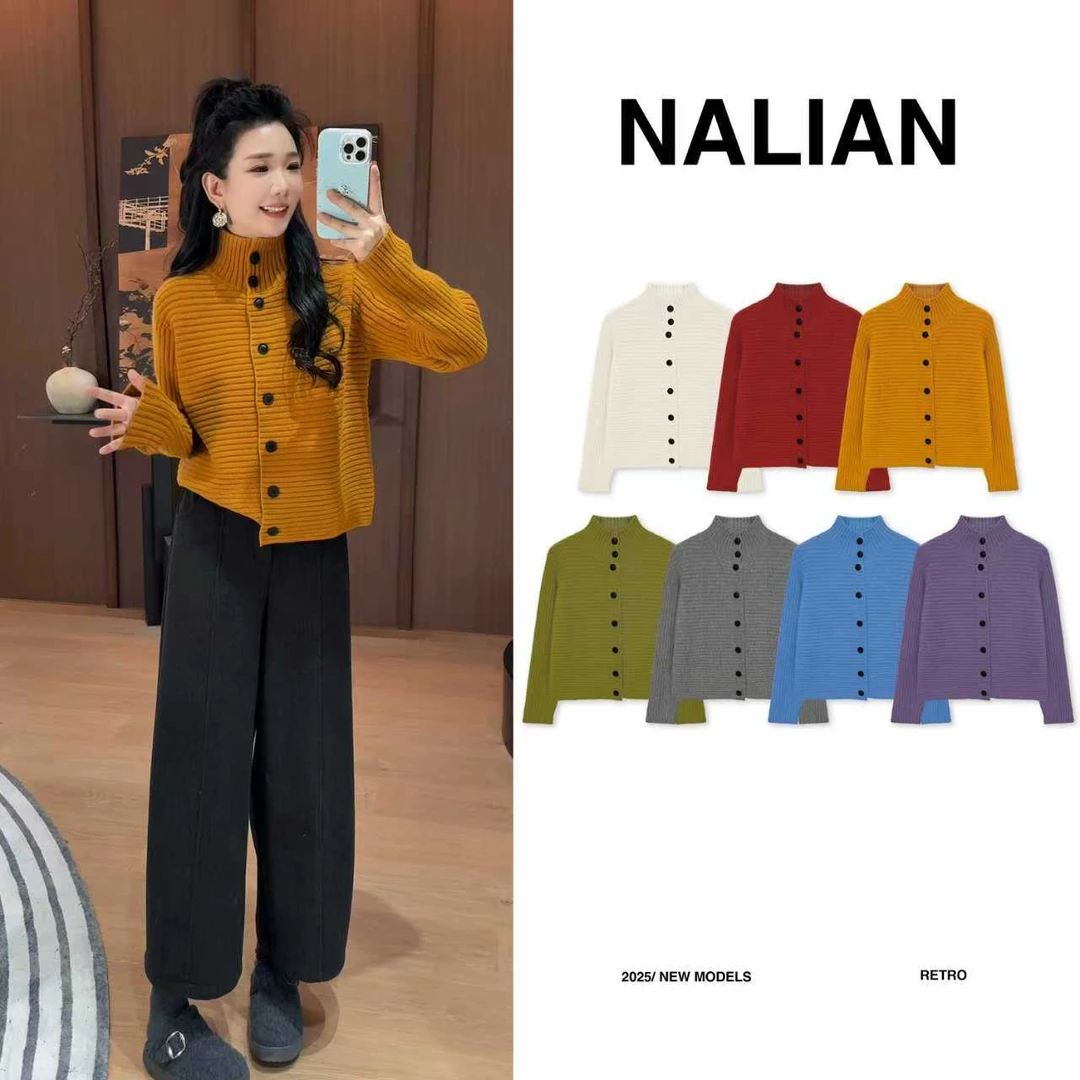 拿恋JGCZZ5388#慵懒风设计感高领宽松针织上衣5388