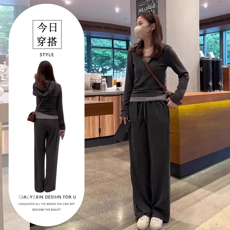 早秋装女今年流行搭配一整套微胖显瘦高级感网红炸街减龄两件套装